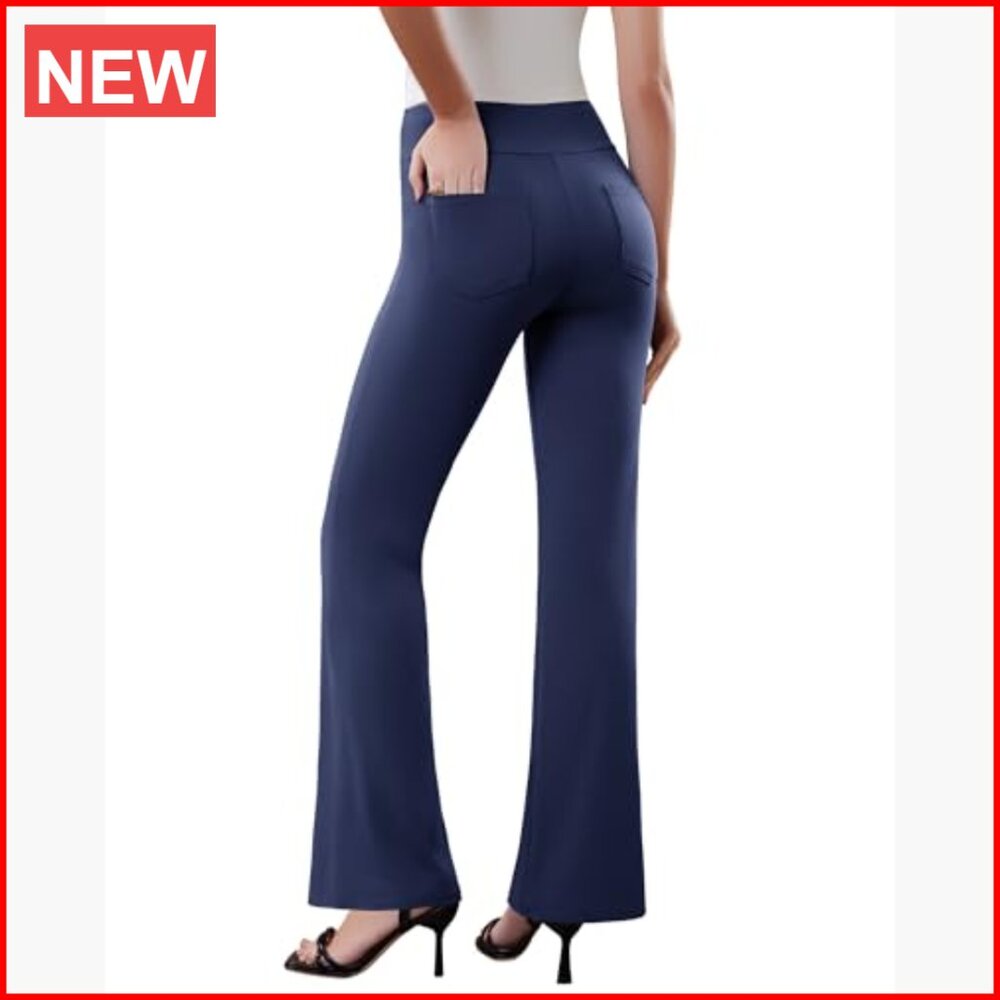 Stretchy Polyester Spandex Work Pants Pull On Fla… - image 4